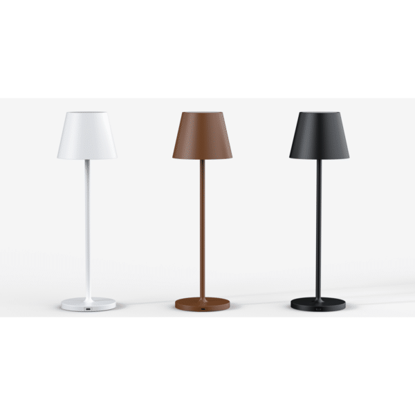 Table lamps with battery in 3 colours, black, white, brown