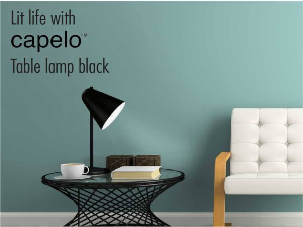 sort capelo bordlampe