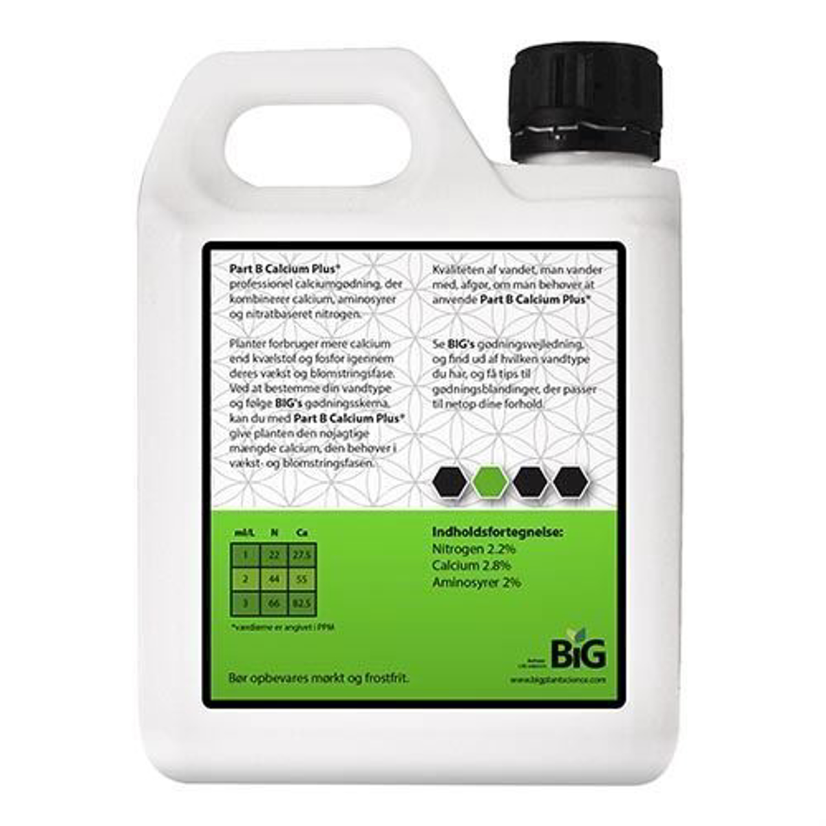 BioPower B Calcium Plus plantetilskud bagside