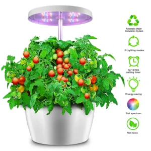 Smart indoor vegetable garden round with self-cleaning system