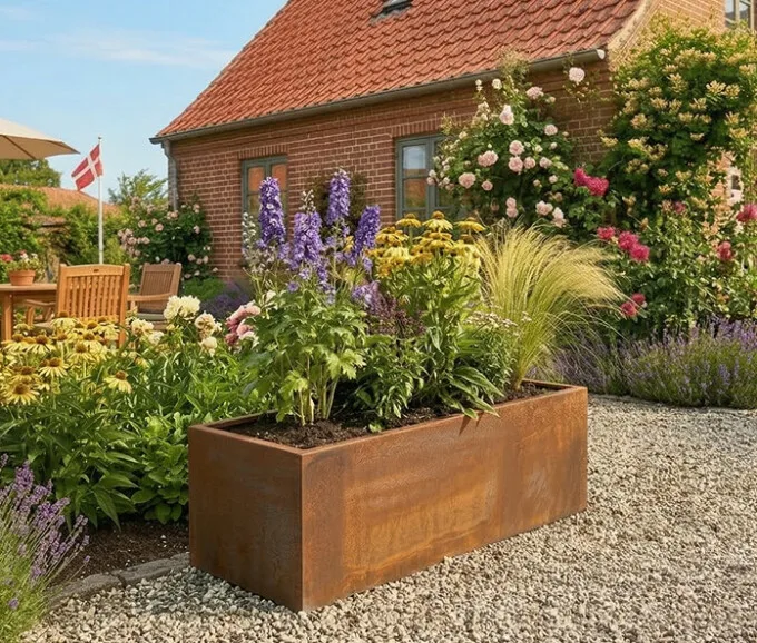 Plantekumme i 5 mm rust stålplade 80 x 40 x 35 cm