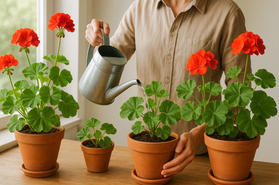 Minimal vanding af duftpelargonier indendørs