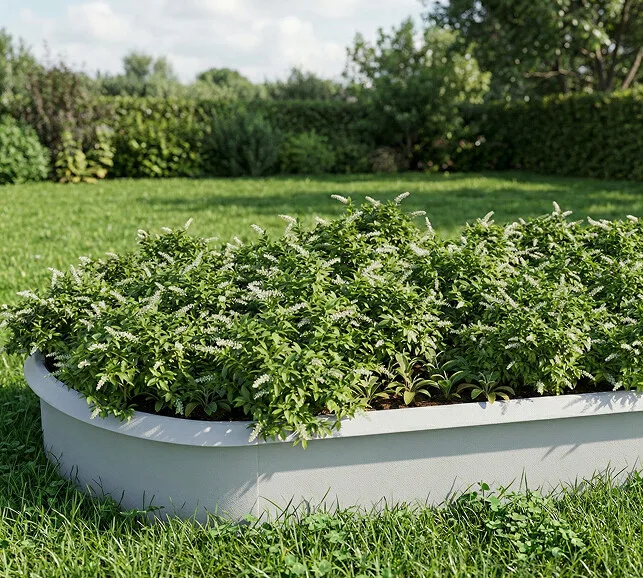 Ovalt højbed i galvaniseret stål, højde 26cm (med sneglekant)