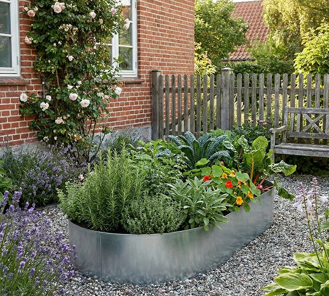 Ovalt højbed i galvaniseret stål, 26cm højde (uden sneglekant)