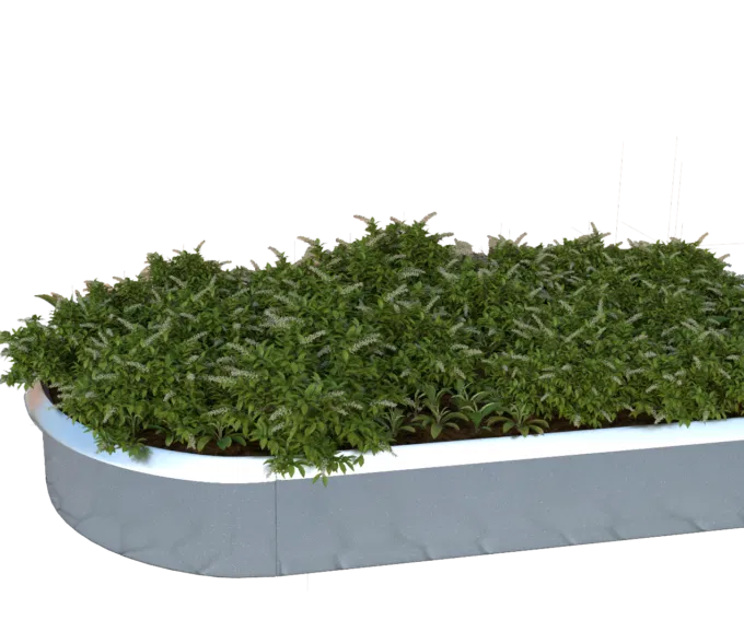 Ovalt højbed i galvaniseret stål, 26cm højde (med sneglekant)