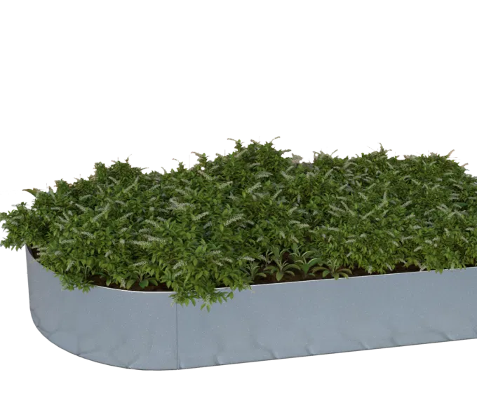 Ovalt højbed i rusten stål, 26cm højde (uden sneglekant)