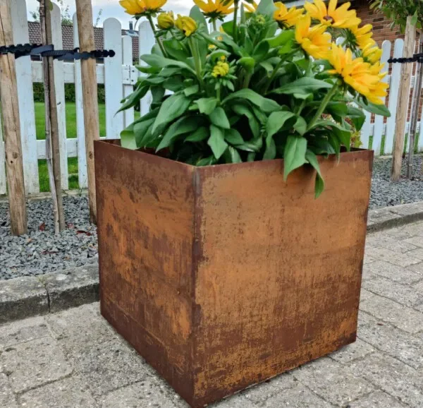 Plantekar 3 mm stålplate 50×50×50 cm (skjulte hjul)