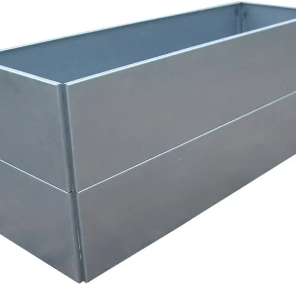 Varmgalvanisert stålkrukke, 120x40x50 cm (skjulte hjul)