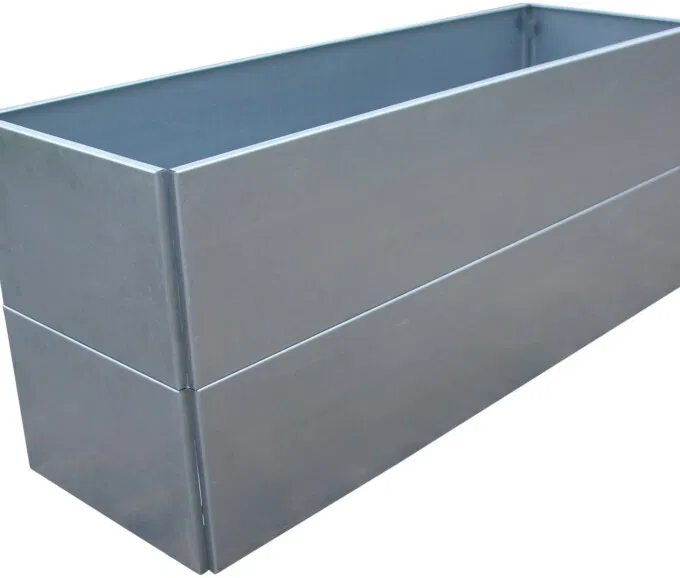 Plantekumme i varmgalvaniseret stål, 120x40x50cm (skjulte hjul)