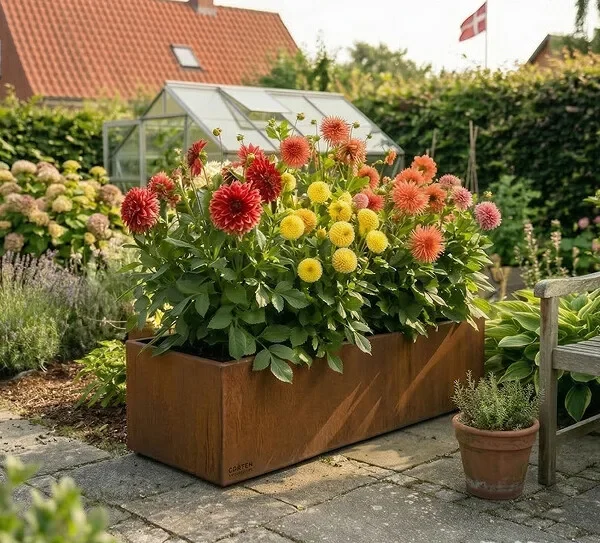 Planteringskärl med dolda hjul - mått 120 x 40 x 25 cm