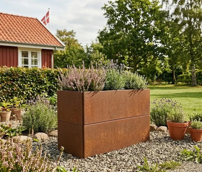 Plantekumme med skjulte hjul med mål 120 x 40 x 50 cm