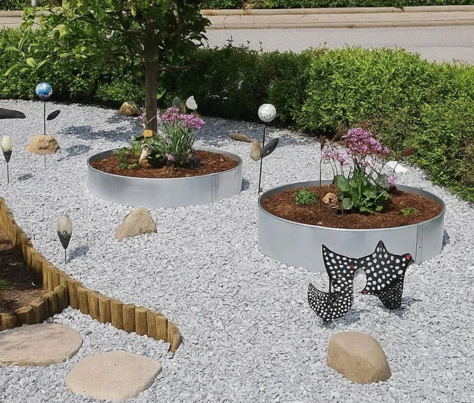 Rundt højbed i galvaniseret stål, højde 26cm (uden sneglekant)