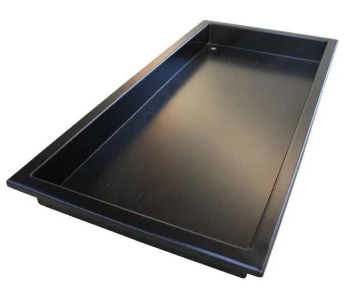 Sortlakeret firkantet spejlbassin med kant, 120x60x10cm