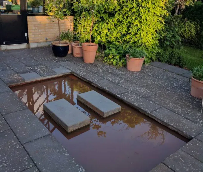 Spejlbassin 5mm rusten stål, 200x100x10cm