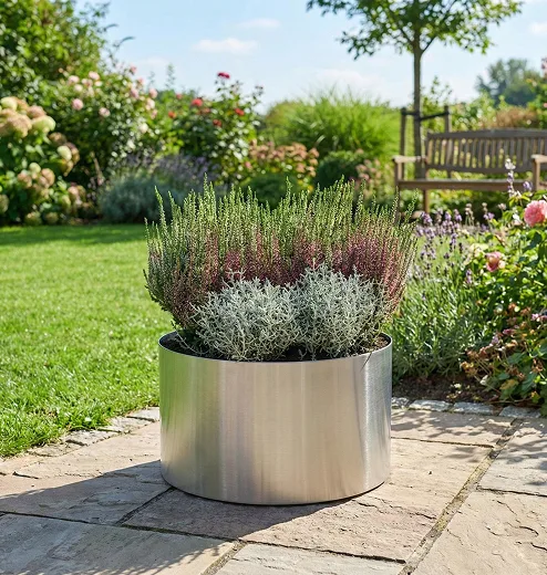 Rundt højbed i galvaniseret stål, højde 40cm (uden sneglekant)