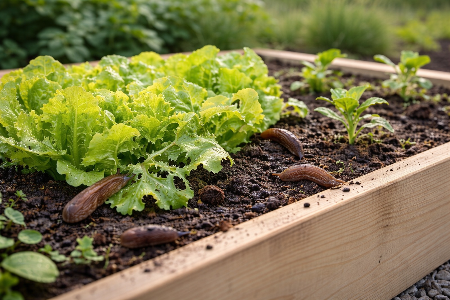 Sniglar i blomsterrabatter