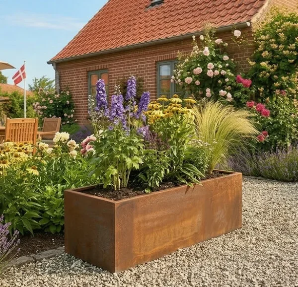 Corten planteringskärl i 5mm stålplåt, 120x40x40cm