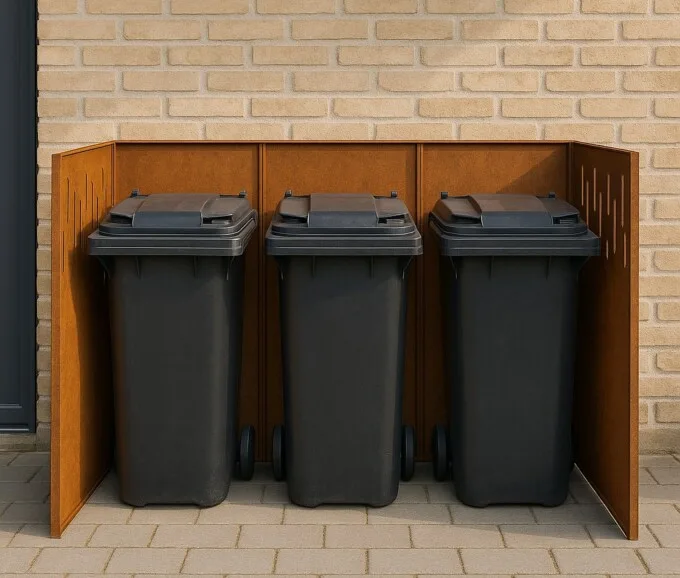 skraldespandsskjuler i metal - flere varianter