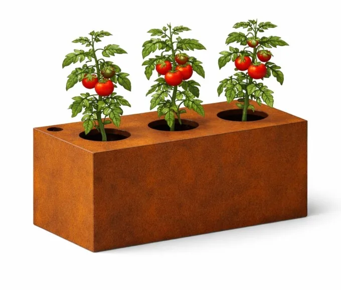 Cortenstål skjuler uden bund med låg til homefarme