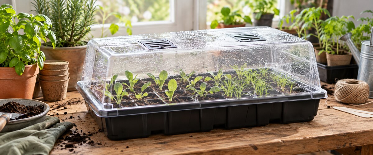 Blog om grolys og plantevækst 255 Såbakke med klart ventileret låg