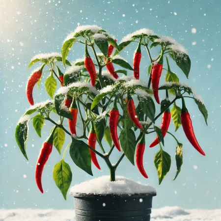 DALL-E 2024-10-03 13.56.39 - Eine schöne Chilipflanze mit vielen grünen Blättern und leuchtend roten Chilis, die in einem schwarzen Topf im Schnee steht. Die Pflanze hat eine kleine Menge an Schnee DALL-E 2024-10-03 13.56.39 - Eine schöne Chilipflanze mit vielen grünen Blättern und leuchtend roten Chilis, die in einem schwarzen Topf im Schnee steht. Die Pflanze hat eine kleine Menge an Schnee